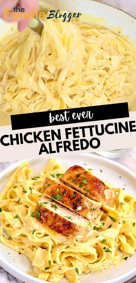 This 30-minute Chicken Fettuccine Alfredo features a rich Parmesan garlic cream sauce that rivals your favorite restaurant dish! Creamy, indulgent, and quick to make, it’s the perfect weeknight dinner for pasta lovers. Best Chicken Fettuccine Alfredo, Chicken Fettucine, Simple Chicken Alfredo Recipe, Easy Chicken Alfredo, Vermicelli Pasta, Quick Easy Chicken, Chicken Alfredo Recipe, Minute Chicken, Cream Sauce Pasta