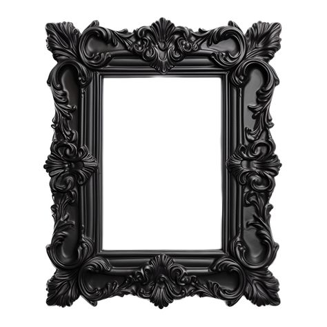 Black Baroque Picture Frame, Black Ornate Frame, Gothic Frame Png, Black Gothic Aesthetic, Gothic Picture Frames, Royal Picture Frame, Goth Frame, Black Vintage Frame, Gothic Picture Frame