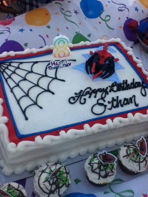 Spider-Man cake Spidey And Friends Sheet Cake, Spiderman Square Cake, Spider Man Sheet Cake Ideas, Spider Man Sheet Cake, Spiderman Quince, Spiderman Sheet Cake, Spiderman Birthday Cakes, Spidey Cake, Spiderman Cakes