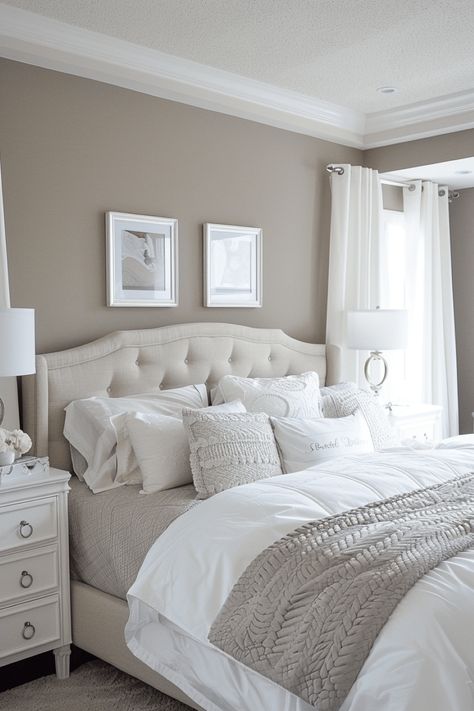 42+ Bedroom Color Scheme Ideas to Refresh Your Sanctuary Light Bedroom Ideas Color Palettes, Guest Room Color Scheme, Bedroom Paint Ideas Color Schemes, Gender Neutral Bedroom For Couples, Grey Headboard Bedroom Color Schemes, Relaxing Bedroom Ideas Calming Colors, Bedroom Color Schemes Neutral, Master Room Decor, Bedroom Set Makeover