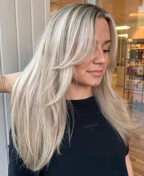 Lightweight Face Framing Layers for Movement Blonde Hair Face Framing, Hair Change Ideas, Straight Long Haircut, Oval Face Bangs, Hair Face Framing, Long Layered Haircut, Front Layers, Layered Haircut Ideas, Face Framing Hair