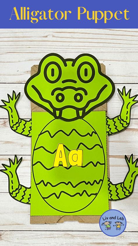 Alligator Puppet, Alligator Crafts, Puppet Craft, Puppet Crafts, Beginning Sounds, Animal Alphabet, Teacher Store, Teachers Pay Teachers, Educational Resources