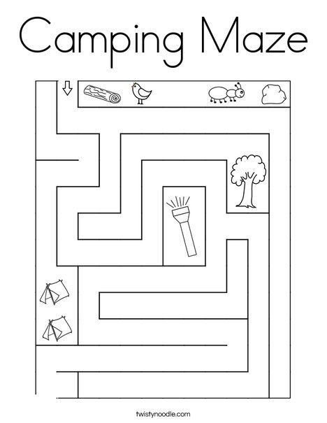 Camping Maze Coloring Page - Twisty Noodle Camping Theme Worksheets For Preschool, Camping Worksheets For Kids, Camping Worksheets For Preschool, Camping Printables For Preschool, Camping Worksheets, Camping Tracing Sheets, Preschool Camping Coloring Pages, Camping Color By Number, Math Camping Theme Activities