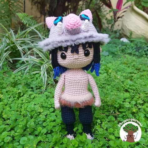 Crochet Pfp, Inosuke Pfp, Crochet Kimono, Inosuke Hashibira, Circle Shape, Kimetsu No Yaiba, Crochet Dolls, Cute Crochet, Crochet Crafts