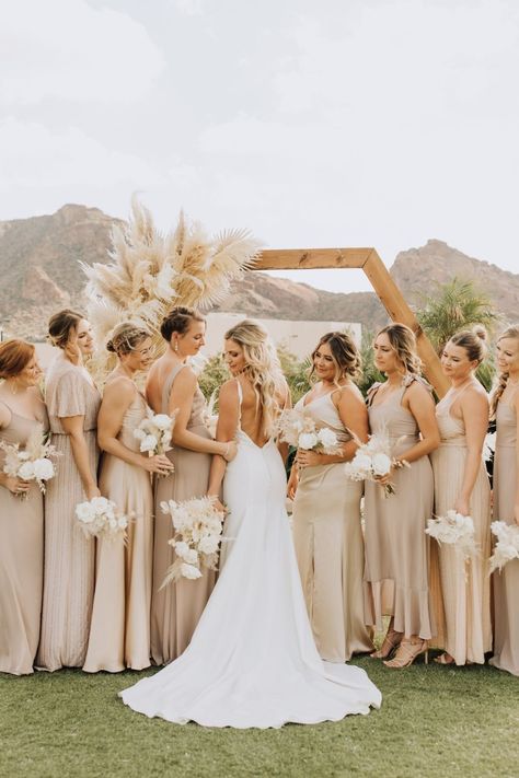 Boho Wedding Champagne, Wedding Ideas Neutral Colors, Wedding With Pampas Flowers, White And Pampas Wedding, Neutral Boho Wedding Flowers, Neutral Beach Wedding Decor, Neutral Boho Wedding Bouquet, Neutral Wedding Ceremony, Pampas Grass Wedding Flowers