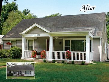 20 Home Exterior Makeover Before and After Ideas - Home Stories A to Z House Exterior Before And After, Front Porch Remodel, Front Porch Addition, Veranda Design, Porch Remodel, House Front Porch, Porch Addition, Ranch Remodel, Front Porch Design