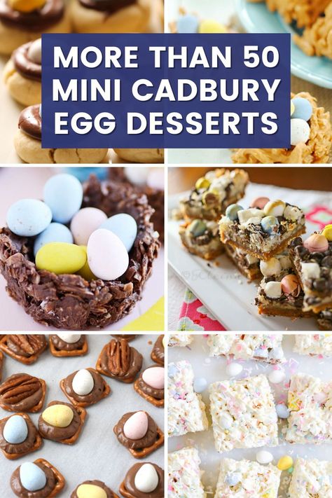 Are you looking for delicious desserts with Mini Cadbury Eggs? Then this list is for you! Check it out now! Mini Eggs Desserts, Mini Cadbury Egg Desserts, Cadbury Egg Desserts, Mini Egg Desserts, Egg Dessert Recipes, Cadbury Mini Egg Recipes, Cadbury Egg Recipes, Egg Desserts, Mini Egg Recipes