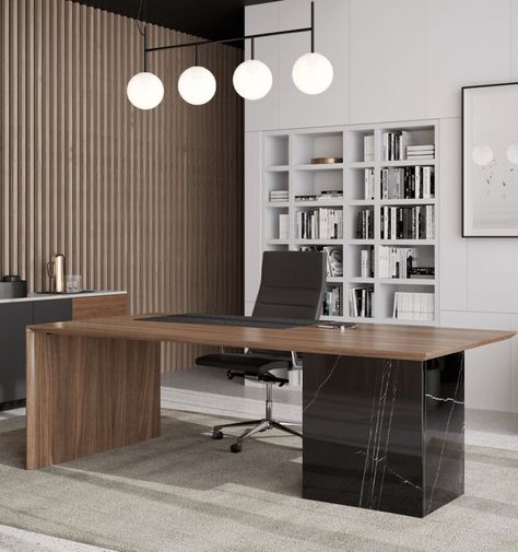 L Shaped Desk Office Layout, Dual Desks, Lux Office, Radna Soba, Mid Century Modern Home Office, Contemporary Office Desk, Luxury Office Furniture, Working Room, Wall Divider