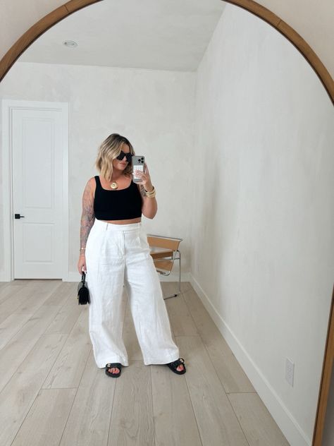 Top L  Pants 14 regular could have done a 12  Shoes - mine are old but linked a style that basically the same.  Use code shayna10 on Miranda Frye to save $  #linen #midsize #madewell #aritzia   #LTKstyletip #LTKsalealert #LTKfindsunder100  Follow my shop @shaynaslife on the @shop.LTK app to shop this post and get my exclusive app-only content!  #liketkit  @shop.ltk https://liketk.it/4JGzJ Dinner Attire For Women, Cruise Attire, Linen Pants Outfit, Bedroom Stuff, Simple Summer Style, Midsize Fashion, Style Watch, Clothing Inspiration, Womens Casual Outfits