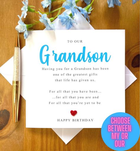 Grandson Birthday Card, Grandson Poem, Adult Grandson Birthday Card, Birthday Card for Grandson, Grandson Birthday. TLC0019 - Etsy Australia Verses For Grandson Birthday Card, Happy Birthday Wishes To My Grandson, Grandsons 1st Birthday Quotes, Birthday Wishes For Teenage Grandson, Grandson 2nd Birthday Wishes, Grandson Birthday Wishes Messages, Birthday Sentiments For Grandson, Grandson 21st Birthday Wishes, Happy 1st Birthday Grandson Quotes