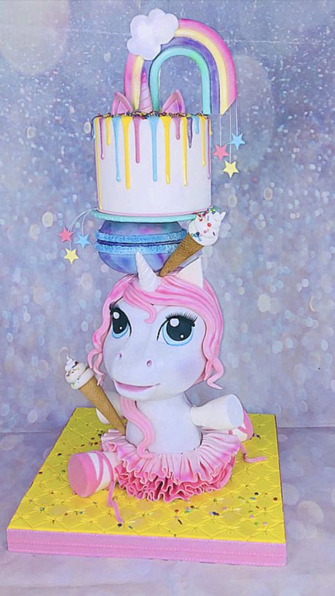 Ballet Birthday Cakes, Unicorn Ballerina, Cupcake Decorating Techniques, Ariel Cake, Tower Cake, Cake Structure, Pretty Slime, Gravity Defying Cake, Gravity Cake