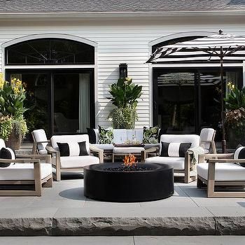 Restoration Hardware Sebastian Teak Lounge Chairs with Black Stripe Pillows - Transitional - Deck/patio Restoration Hardware Outdoor Furniture, Slate Pavers, Restoration Hardware Outdoor, Pavers Design, Guys Room Aesthetic, White Lounge Chair, Room Ideas For Men Bedroom, Patio Outdoor Furniture, Courtyard Outdoor