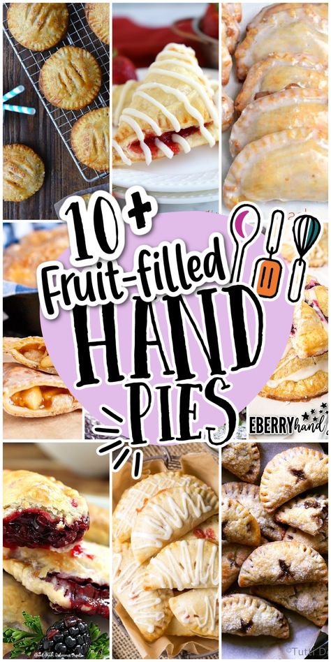 Hand Pie Flavors, Hand Pie Crust Recipe Easy, Pioneer Woman Hand Pies, Handheld Pies Desserts, Hand Pies Dessert, Easy Fruit Pastry, Fruit Hand Pies Baked, Hand Held Fruit Pies, Pie Fillings Sweet