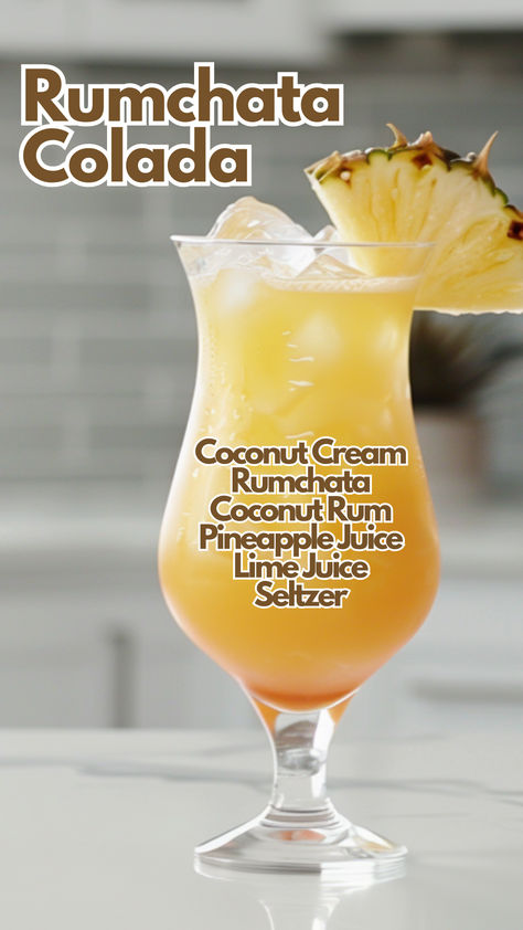 Rumchata Colada Pineapple Rumchata, Pineapple Rumchata Recipes, Pineapple Cream Rumchata Recipes, Drinks With Rumchata, Coconut Rumchata Drinks, Rumchata Coconut Cream Recipes, Coconut Rum Chata Recipes, Mixed Drinks With Rum Chata, Rumchata Pineapple Drink