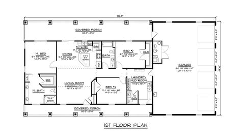 4 Stall Garage, Family Home Plans, Big Garage, 4 Car Garage, Country Ranch, Duplex Plans, Barndominium Plans, Elevation Plan, Ranch Style House