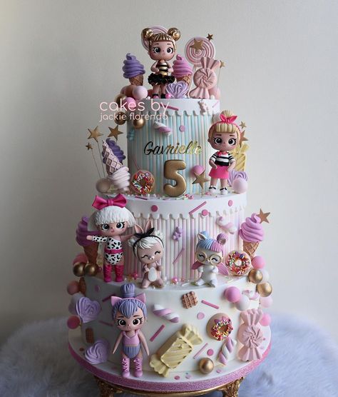 Lol Surprise Dolls Cake, Baby Doll Cake, Lol Cake, Doll Cake Designs, Cake Lol, Fondant Figurines, Cake Designs For Girl, Lol Doll Cake, Cake Design Inspiration