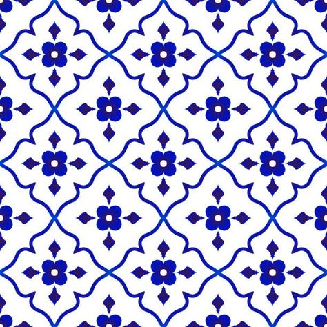 Laundry Room Floor Plans, Laundry Room Floor Tile, Blue Pottery Designs, Laundry Room Floor, Flower Tile Pattern, Morocco Pattern, Laces Design, Pattern Design Illustration, Floor Makeover