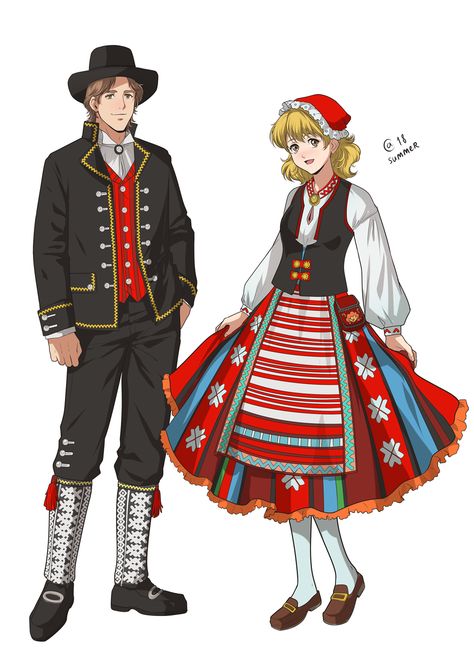 Finnish Folk Costume, Finnish Clothing, Norwegian Clothing, Russian Clothing, Fashion Figure Drawing, European Outfit, National Clothes, Manga Drawing Tutorials, Folk Clothing