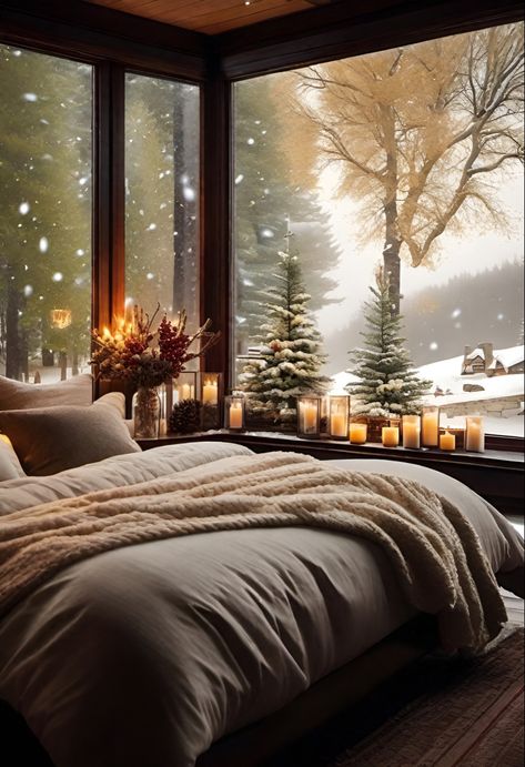 Bedroom With A View, Bedroom Decor Contemporary, Masculine Bedroom Decor, Affordable Christmas Decorations, Winter Bedroom, Masculine Bedroom, Cozy Christmas Decor, Decor 2024, Concrete Jungle