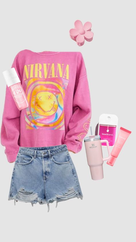 Summer outfit inspo #summeroutfits #summer #outfitideas #outfitinspo #beauty #soldejainero #clawclips #nirvana #nirvanajumper #jeans #jeanshorts #summeroutfits #summeriutfit #touchland #stanley #laneige Nirvana Jumper, Shuffles Summer, Cute Fits, Nirvana, Summer Outfit, Random Things, Jean Shorts, Cut Out, Outfit Ideas