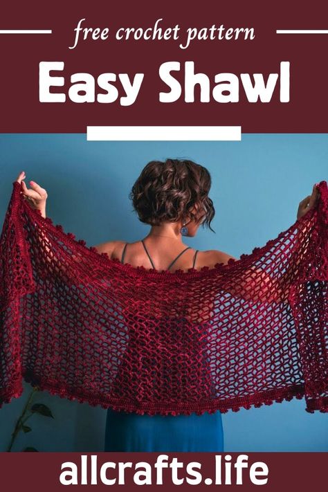 Crochet Super Easy Shawl Sideways Shawl Crochet Pattern Free, Light Weight Yarn Crochet Pattern Free, Crochet Shawls Free Patterns, Easy Crochet Shawl For Beginners, Crochet Wrap Pattern Free, Crochet Princess Dress, Cassia Tree, Crochet Inspiration Ideas, Crochet For Men