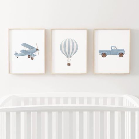 Blue Watercolor Vintage Travel Nursery Decor Wall Art Sets - tap/click to personalize and buy #WallArtSets #travel, #nursery #decor, #biplane, #watercolor, Vintage Transportation Nursery, Transportation Nursery, Compass Wall Art, Train Nursery, Blue Nursery Boy, Train Wall Art, Travel Nursery, Nursery Decor Wall, Nursery Decor Wall Art