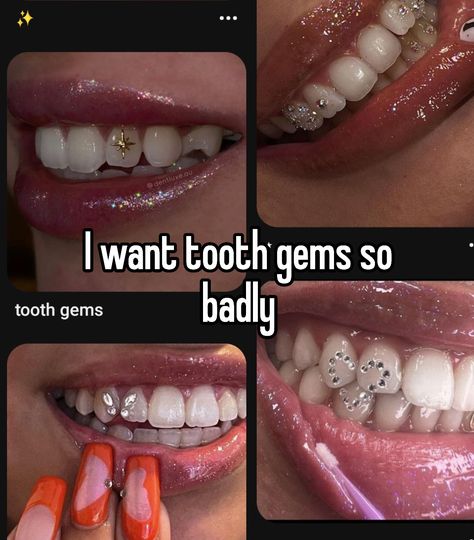 I want tooth gems so badly Tooth Window Grill, Pearl Tooth Gem, Tooth Gems Aesthetic, Tooth Gem Ideas, Teeth Gems, Pretty Teeth, Dental Jewelry, Tooth Jewelry, Grillz Teeth