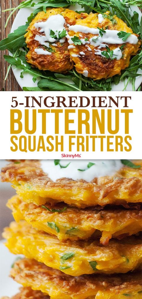 5-Ingredient Butternut Squash Fritters Butternut Squash Leftovers, Butternut Fritters Recipe, What Can I Make With Butternut Squash, Quick Butternut Squash Recipes, Butternut Squash Patties, Butternut Recipes Dinners, Summer Butternut Squash Recipes, Leftover Butternut Squash Recipes, Blue Hubbard Squash Recipes