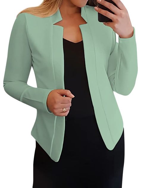 Work Jackets Women Office Wear, Basic Jackets For Women, Womens Business, Slim And Fit, Chic Cardigan, Slim Fit Blazer, Elegant Blazers, Blazer Jackets For Women, Lightweight Blazer