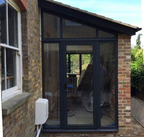 Lean To Extension, Black Entrance, Lean To Conservatory, Porch Extension, Garage Extension, Sas Entree, Glass Porch, Garden Room Extensions, Building A Porch