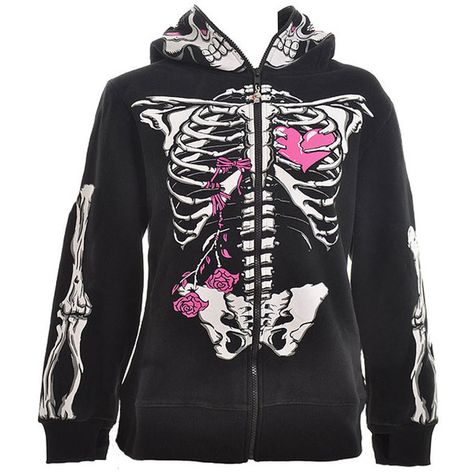 Jawbreaker Skeleton hoodie  womens hoodies  Jawbreaker clothing UK ($52) ❤ liked on Polyvore featuring tops, hoodies, jackets, outerwear, hooded pullover, skeleton hoodies, skeleton hoodie, hoodie top and sweatshirt hoodies Hoodies Skeleton, Goth Prints, Skeleton Jacket, Emo Hoodie, Skull Jacket, Skeleton Hoodie, Piercing Jewellery, Womens Hoodies, Band T Shirts