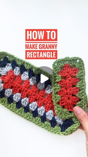 🦋 Safaa Amin on Instagram: "A tutorial on how to make a crochet granny rectangle!😍🧶

#sharethecrochetlove #craftastherapy #makersgonnashare #makersgonnamake #crochetcrew #crochetpattern #crochetaddict #crocheteveryday #crochetproject #yarnlover #businesslady #handmadecrafts #handmadebusiness #ourmakerlife #designermaker #handmadegifts #businessonline #lovelocal #lovehandmade #smallbusiness #handmadeisbetter
#crochet #supportsmallbusiness #creativecommunity #yarnstash #maker" Granny Square Rectangle, Crochet Granny Rectangle, Granny Rectangle Pattern, Granny Square Tutorial, Yarn Stash, Granny Squares Pattern, Square Patterns, Granny Square Crochet Pattern, Handmade Business