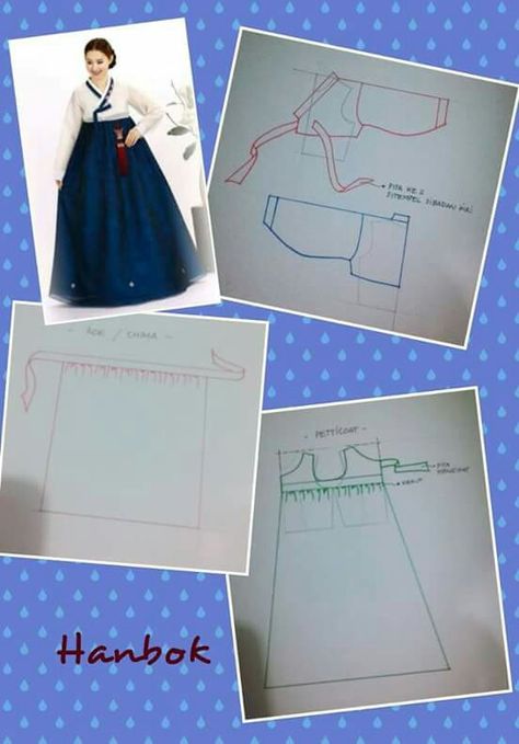 Pola Blus, Pola Rok, Asian Clothes, Projek Menjahit, Korean Traditional Dress, Modern Hanbok, Origami Patterns, Korean Culture, Korean Hanbok