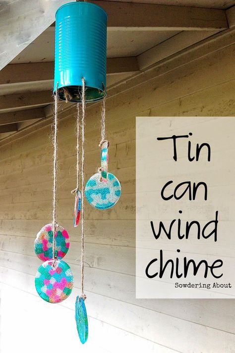 Related image Can Wind Chimes Diy, Tin Can Wind Chimes, Can Wind Chimes, Wind Chimes Diy, Chimes Diy, Melted Beads, Carillons Diy, Wind Chimes Craft, Tin Can Art