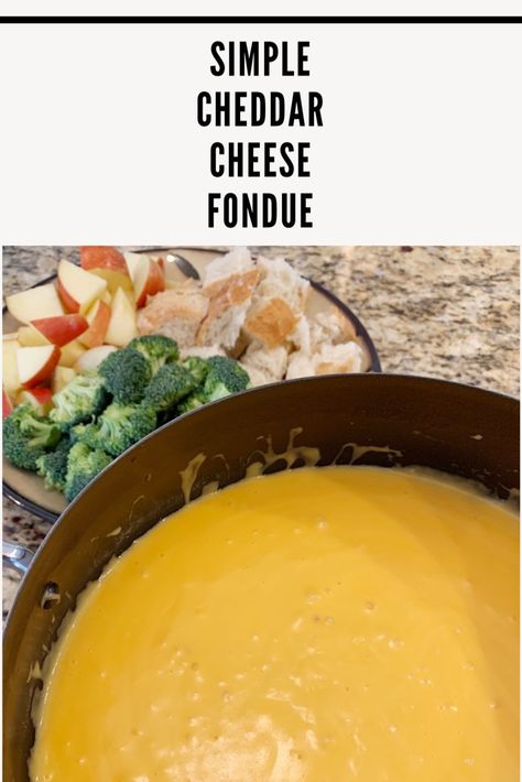 This Simple Cheese Fondue Recipe (without wine) comes together in just a few minutes! It is creamy and easy to dip. This alcohol free fondue is sure to be loved by kids and adults. Simple Cheese Fondue Recipe, Cheddar Fondue Recipes, Cheddar Cheese Fondue Recipe, Easy Cheese Fondue Recipe, Copycat Recipes Starbucks, Cheddar Cheese Fondue, Easy Fondue Recipes, Fondue Cheese, Cheddar Fondue