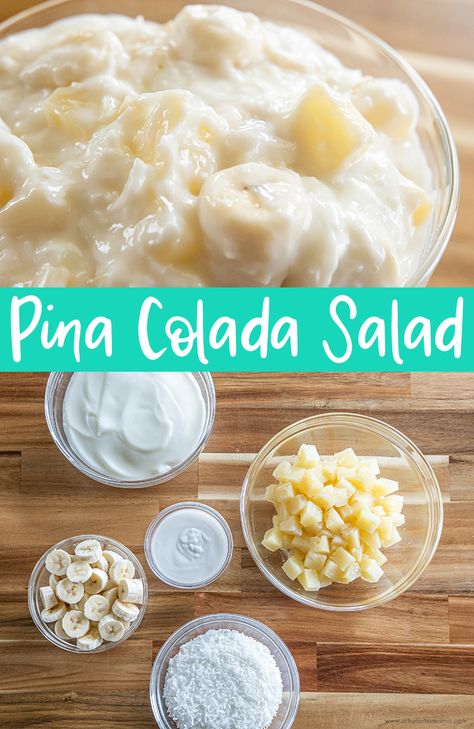 Piña Colada Salad | artsy-fartsy mama Dinner Menu Planning, Recipe Book Diy, Salad Salad, Lunch Inspiration, Mama Recipe, Cooking On A Budget, Batch Cooking, Home Baking, Thanksgiving Decor