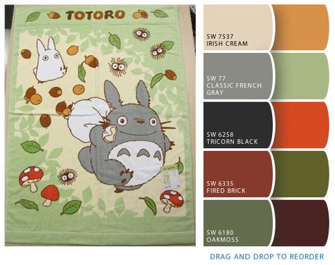 totoro palette My Neighbor Totoro Color Palette, Totoro Color Palette, Studio Ghibli Colour Palette, Totoro Moodboard, Studio Ghibli Color Palette, Ghibli Color Palette, Ghibli Classroom, Ghibli Nursery, Neighbour Totoro