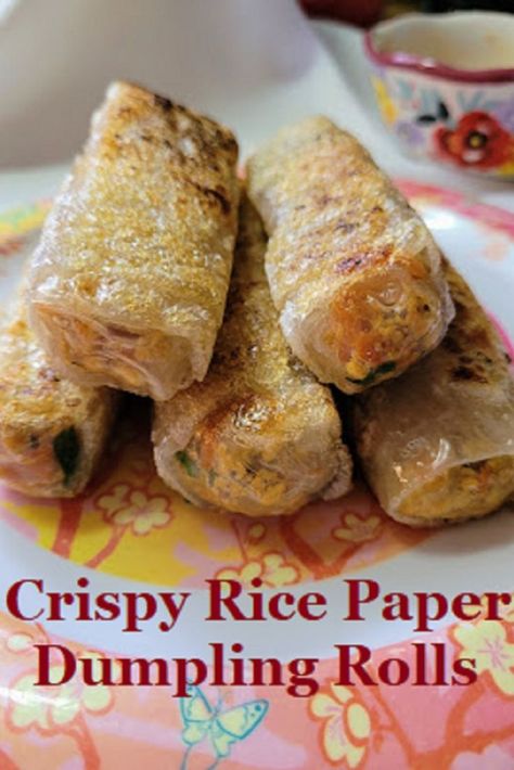 Fried Rice Paper Chips, Pan Fried Rice Paper Rolls, Fried Spring Rolls Rice Paper, Fried Rice Paper Rolls, Paper Dumpling, Fried Rice Paper, Rice Paper Rolls Recipes, Rice Paper Spring Rolls, Crispy Rice Paper