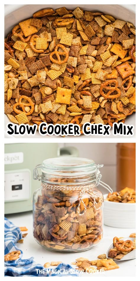 Whether you're looking for a healthy homemade snack or something to easily gift to others, this Slow Cooker Chex Mix idea is one to keep on hand. With the versatility in flavor options, you (and others) are sure to enjoy this snack mix. - The Magical Slow Cooker Chex Mix Slow Cooker Recipes, Homemade Chex Mix Recipe Slow Cooker, Crock Pot Chex Mix Original, Chex Mix Recipes Original Crock Pot, Crockpot Chex Mix Recipes Slow Cooker, Slow Cooker Chex Mix Recipes, Crock Pot Chex Mix Recipes, Crockpot Chex Mix Recipes, Chez Mix Recipes