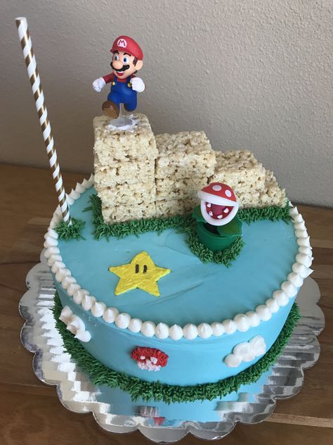 Mario Birthday Party Cake Diy, Mario Cake Homemade, Mario Movie Cake Ideas, Super Mario Birthday Cake Diy, Mario Birthday Party Cake Easy, Mario Birthday Cake Diy, Super Mario Cake Diy, Nintendo Dessert, Diy Mario Cake