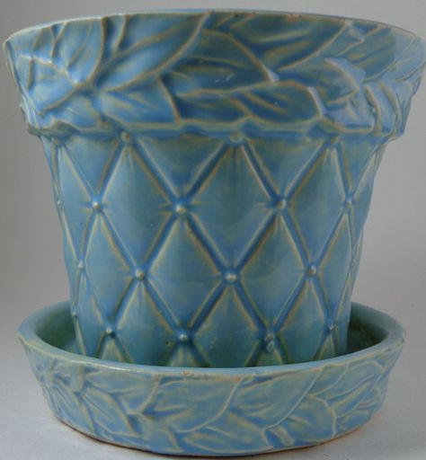 McCoy Blue Quilted Laurel Leaf Pot 1950s by TheVintageJardinier, $29.95 Mccoy Pottery Vases, Vintage Dishware, Blue Planter, Old Pottery, Laurel Leaf, Vintage Stoneware, Laurel Leaves, Roseville Pottery, Mccoy Pottery