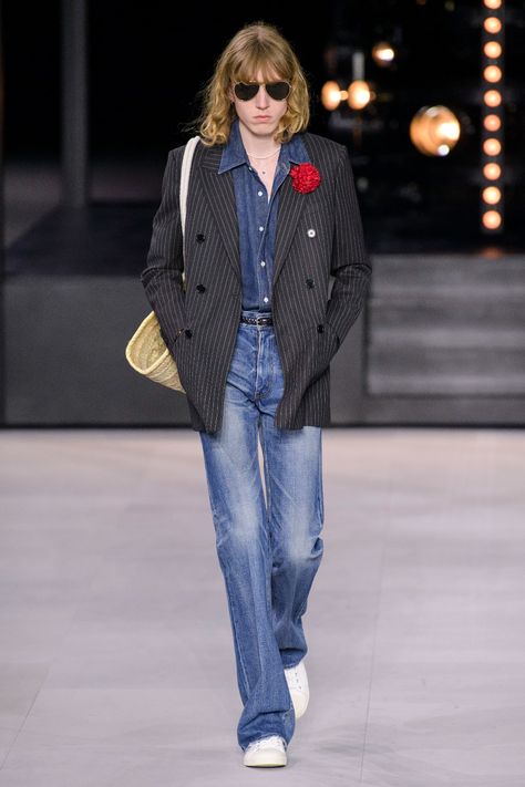 Celine Spring 2020 Menswear Collection - Vogue 1970 Dress, Men Fashion Show, Mens Spring Fashion, Hedi Slimane, Phoebe Philo, Mens Fashion Week, Runway Trends, Mens Winter Fashion, British Vogue