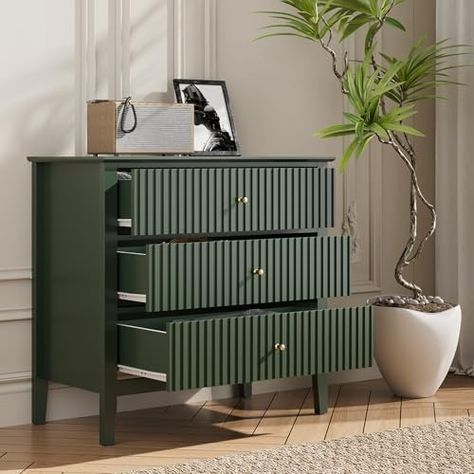 Amazon.com: May in Color Green 3 Drawer Dresser, Painted 30 Inch Tall Wood Nightstand with Storage, Wide Modern Chest of Drawers with Ball Bearing Slide for Bedroom Hallway Living Room Entryway Office : Home & Kitchen Slide Bedroom, Green Bedroom Furniture, Green Nightstands, Nightstand With Storage, Colorful Dresser, Dresser Painted, Chest Of Drawers Bedroom, Green Dresser, Wide Chest Of Drawers