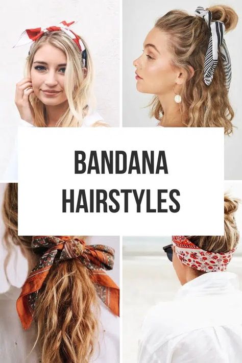 30+ Gorgeous Bandana Hairstyles You Can Try Today Hairstyles With Handkerchiefs, Cowgirl Hairstyles With Bandana, Boho Bandana Hairstyles, Hippie Bandana Hairstyles, Hair In Bandana, Braid With Bandana, Bandana Hair Styles, Wild Rag Hairstyles, How To Style A Bandana