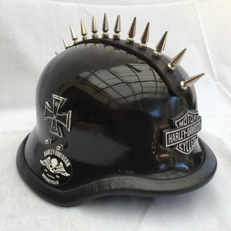 Goth Motorcycle Helmet, Unique Motorcycle Helmets, Motorcycle Helmet Drawing, Bobber Helmets, Chopper Helmets, German Motorcycle Helmet, Skull Motorcycle Helmet, Punk Studs, 2023 Gmc Sierra