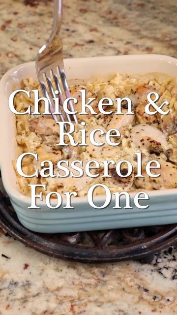 Small Batch Chicken Casserole, Chicken And Rice For One, Single Serve Oven Meals, Small Batch Chicken And Rice Casserole, Small Chicken Casserole Recipes, Joanie One Dish Kitchen, Single Serve Chicken Recipes, Small Batch Casserole Recipes, Casseroles For One Person