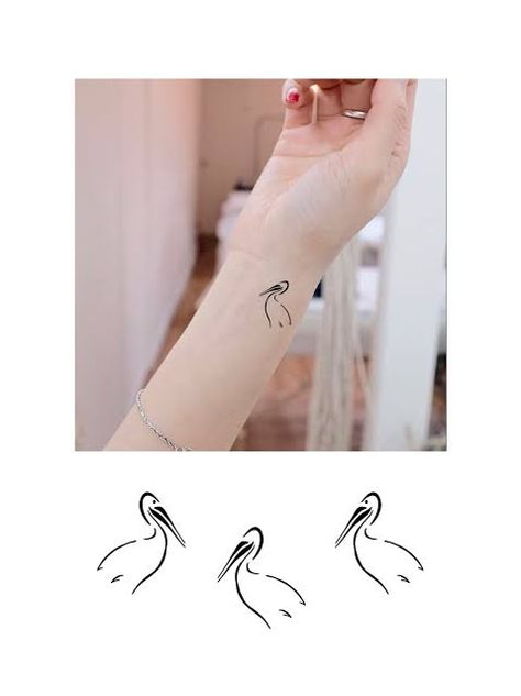 Pelican Tattoo, Stick Tattoo, Sharpie Tattoos, Silhouette Tattoos, Stick N Poke Tattoo, Poke Tattoo, Subtle Tattoos, Stencil Patterns, Sister Tattoos