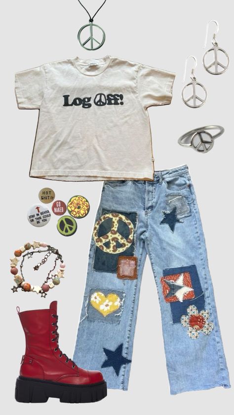 70s hippie outfit #outfitinspo #vintage #70shippie #70s #70saesthetic #grunge #rockstargf Vintage Hippie Outfits, Hippie Grunge Outfits, Hippie Outfits 70s, 70s Grunge, Hippie Grunge, Outfits 70s, 70s Hippie, Vintage Hippie, Hippie Outfits