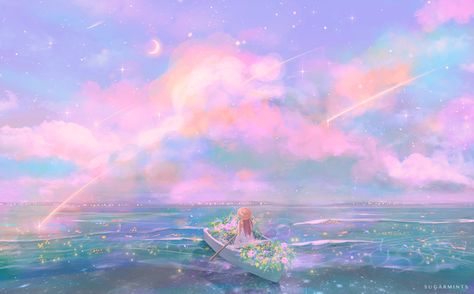 A Girl, Lily, Pastel, Moon, Paint, On Twitter, Stars, Twitter, Instagram