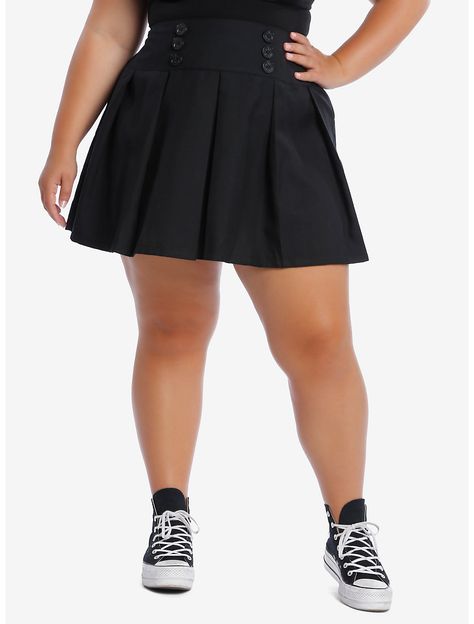 Sailor Button Detail Pleated Skirt Plus Size Skirts Hot, Pleated Skirt Plus Size, Tennis Skirt Outfit, Flared Mini Skirt, Skirt Plus Size, Plaid Pleated Skirt, Latest Skirts, Black Pleated Skirt, Stylish Skirts